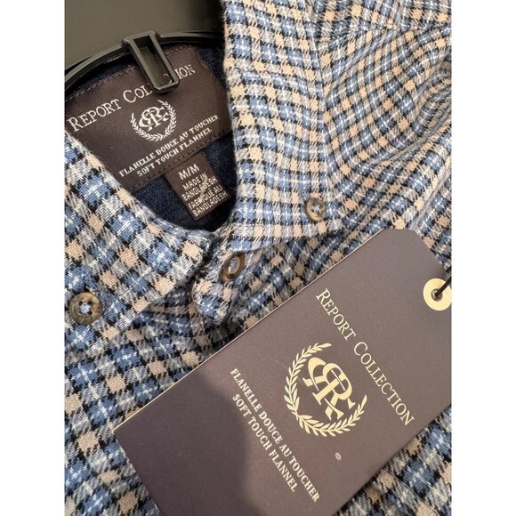New Report Collection Men's Size M Blue Plaid Soft Touch Flannel Shirt - Picture 2 of 11
